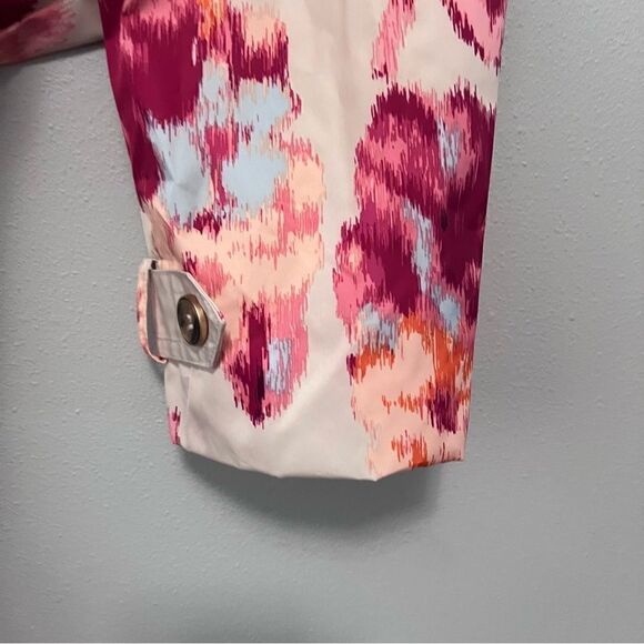 Chico's Ikat Floral Trench Coat W/Removeable Hood Size L NWOT! - Picture 4 of 9